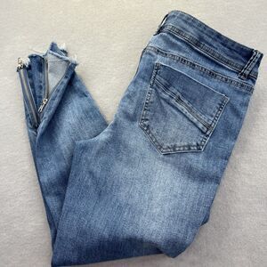 One 5 One Womens 8 Low Rise Jeans Punk Skater Grunge Zip Skinny Ankle